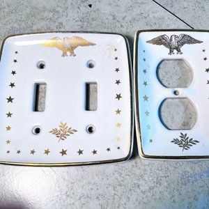 Lot of 2 Vintage Porcelain Eagle Patriotic Covers